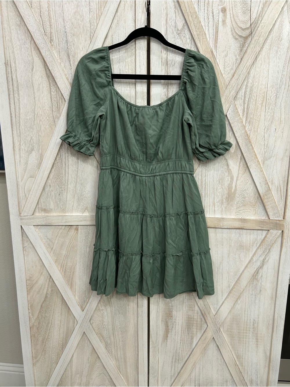 Altar'd State Sage Green Smocked Tiered Mini Dress - Picture 3 of 8